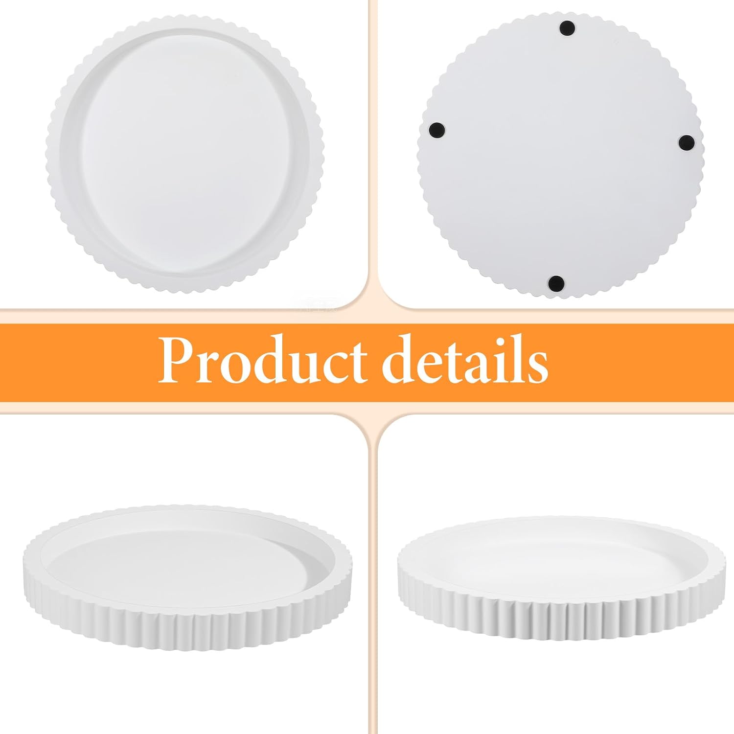 11 in Decorative Tray for Coffee Table Tray Decor White Round Concrete Home Decor Serving Trays White Decorative-Tray for Coffee Dining Room Table-Entryway and Living Room Table