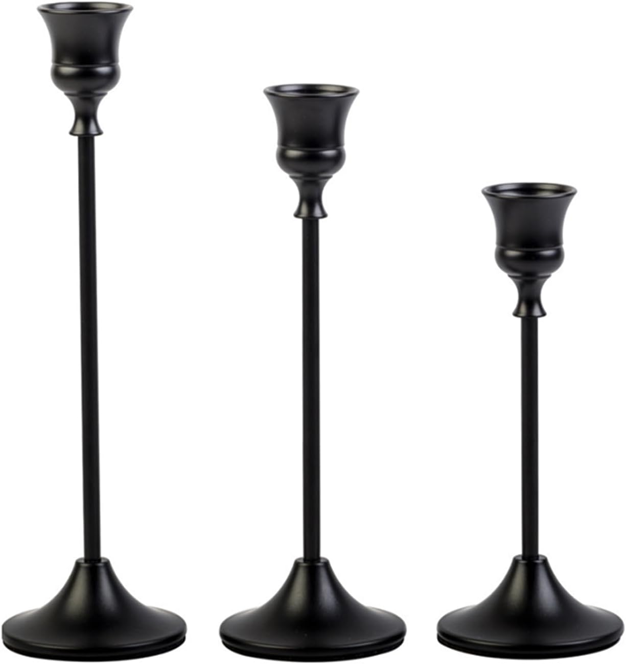3 Pack Candle Holder Bases - Matte Black Home Decor, Fits Fireplace Mantel & Dining Table, Suitable for Room/Table Decoration & Housewarming Gifts