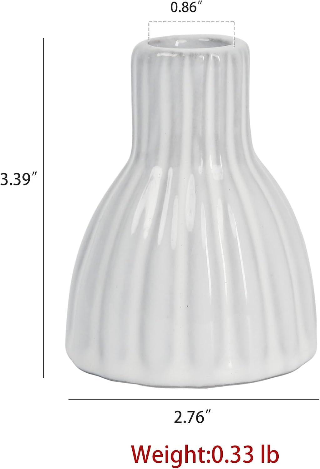 2PCS Vintage Ceramic Candle Holder Distressed White Ribbed Ceramic Candlesticks Stands for Table Desktop, Mantel, Home Decor 3.39" H