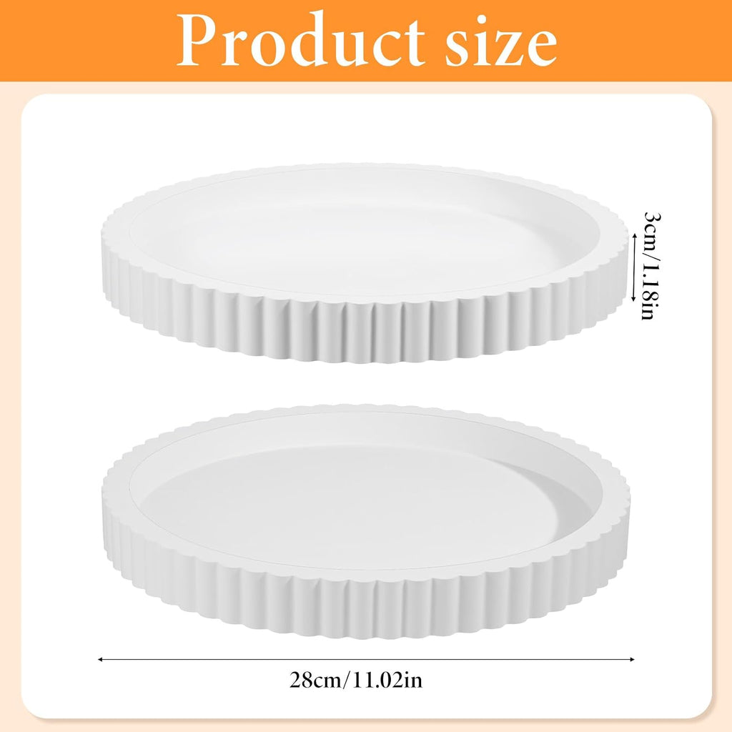 11 in Decorative Tray for Coffee Table Tray Decor White Round Concrete Home Decor Serving Trays White Decorative-Tray for Coffee Dining Room Table-Entryway and Living Room Table
