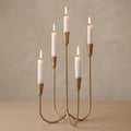 5-Arm Gold Candelabra Candle Holder Detachable Metal Taper Candleholders 17.5” Tall Cast Iron Candlestick Holders for Wedding Centerpiece Dining Table Party Home Decor Events
