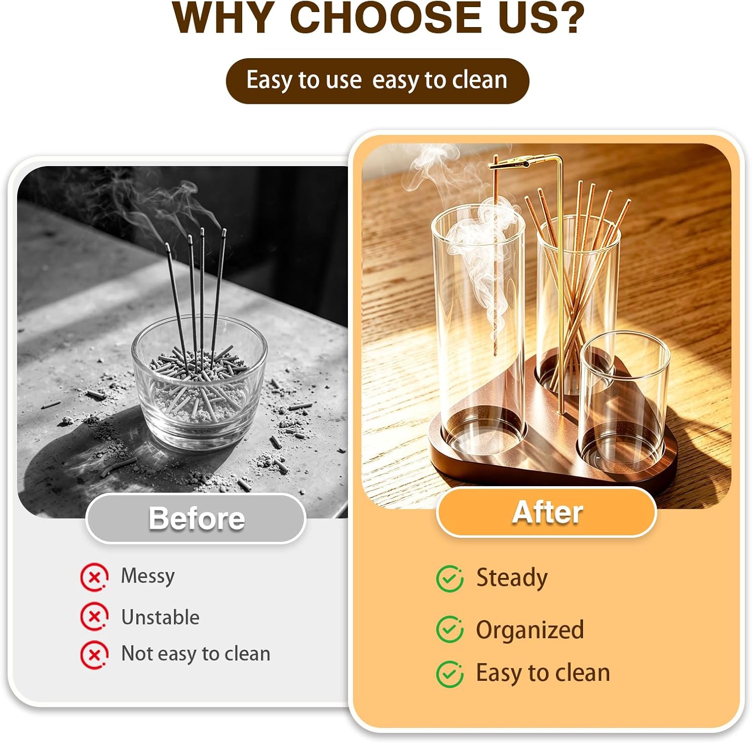 3 in 1 Incense Holder, Incense Burner, Insence-Stick Holder Mess-Free Incense Burner Holder, Ideal for Meditation, Yoga, Relaxation, and Home Decor - Anti-Ash Flying