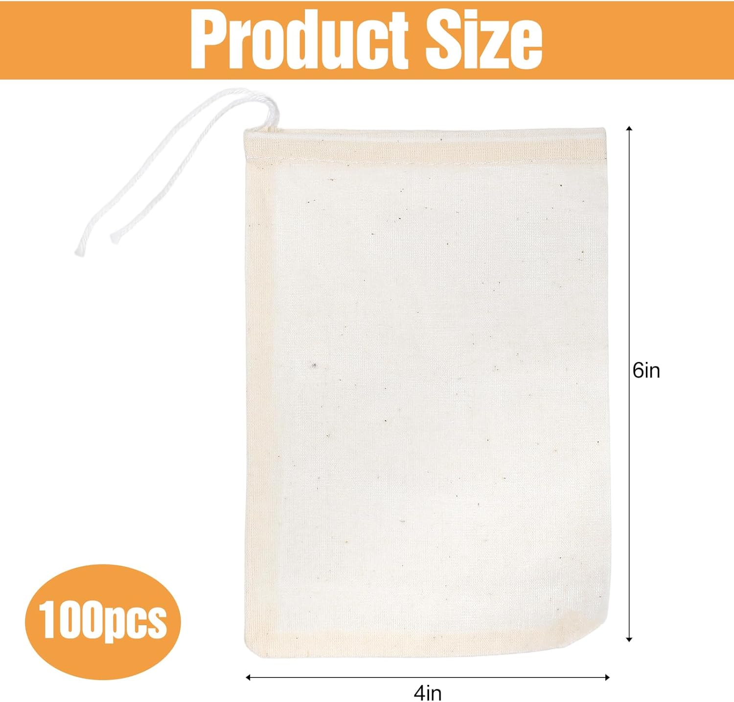 100 Pieces 4x6 Inches Natural Cotton Muslin Bags Small Reusable Drawstring Storage Bags Canvas Linen Bag for Tea, Spices, Wedding Favors, DIY Crafts and Home Decor
