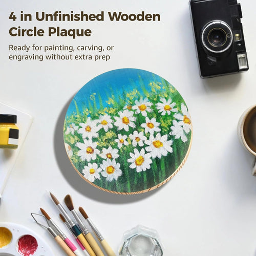 10 PCS Thick Wood Rounds for Crafts 4 Inch, Unfinished Natural Pine Wood Circles (3/4" Thick) – Extra Durable Wooden Discs for DIY Coasters, Engraving, Painting, Sign Making, Home Decor