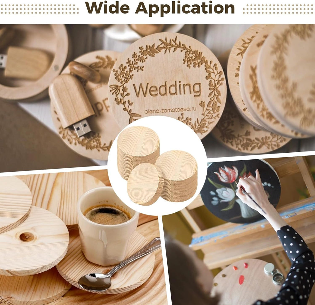 10 PCS Thick Wood Rounds for Crafts 4 Inch, Unfinished Natural Pine Wood Circles (3/4" Thick) – Extra Durable Wooden Discs for DIY Coasters, Engraving, Painting, Sign Making, Home Decor