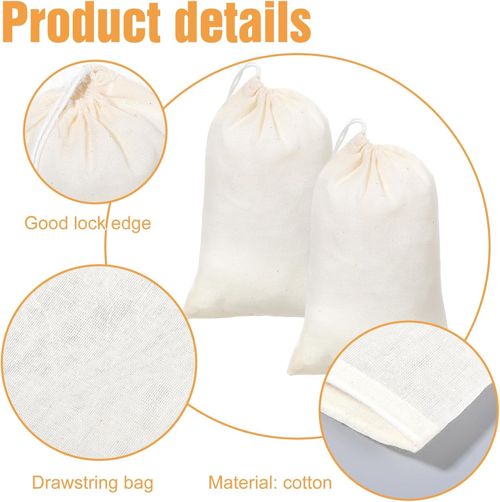 100 Pieces 4x6 Inches Natural Cotton Muslin Bags Small Reusable Drawstring Storage Bags Canvas Linen Bag for Tea, Spices, Wedding Favors, DIY Crafts and Home Decor