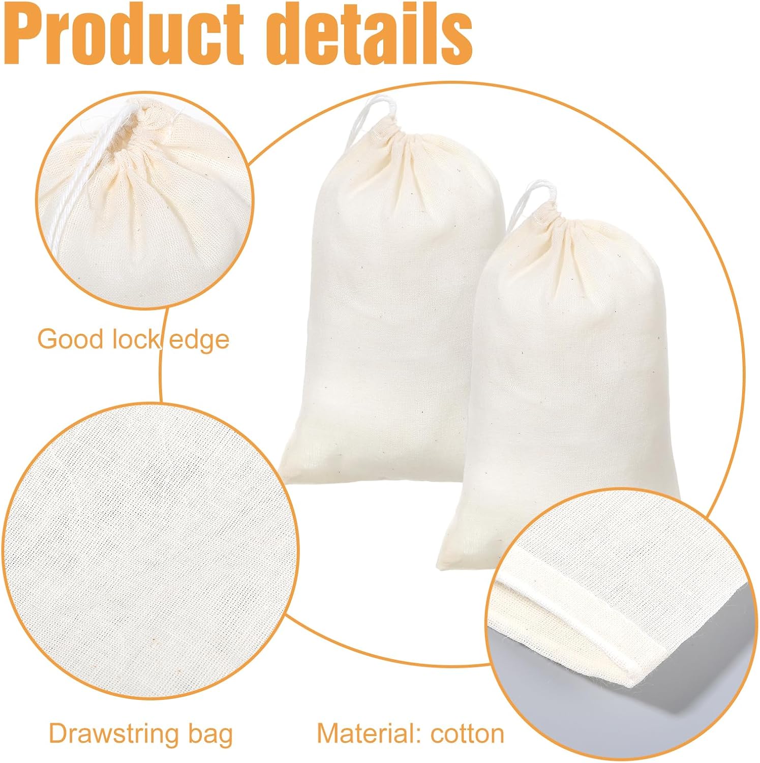 100 Pieces 4x6 Inches Natural Cotton Muslin Bags Small Reusable Drawstring Storage Bags Canvas Linen Bag for Tea, Spices, Wedding Favors, DIY Crafts and Home Decor