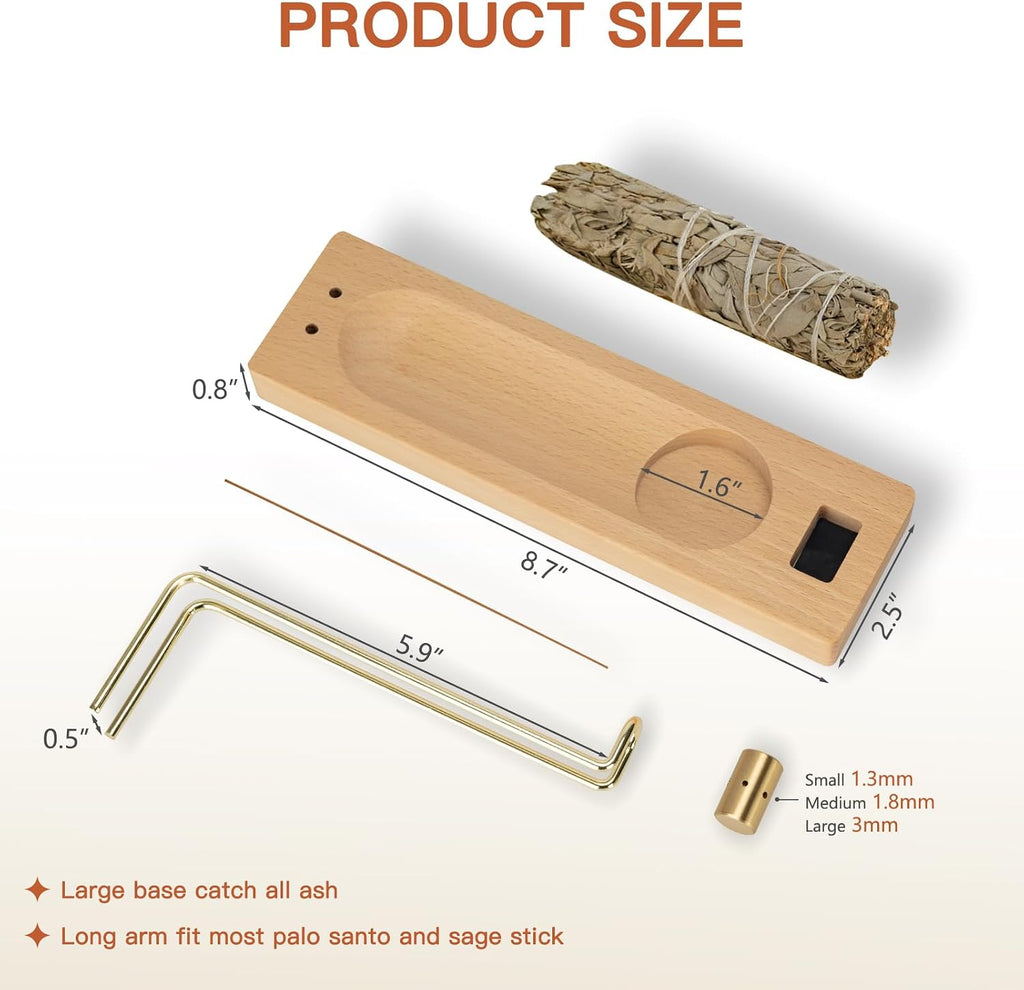 4 in 1 Incense Holder for Burning Palo Santo & Sage Sticks & Insence-Stick and Candle, Solid Wood Palo Santo and Sage Burner Smudge Bowl, Incense Holder for Meditation, Yoga, Spiritual Home Decor