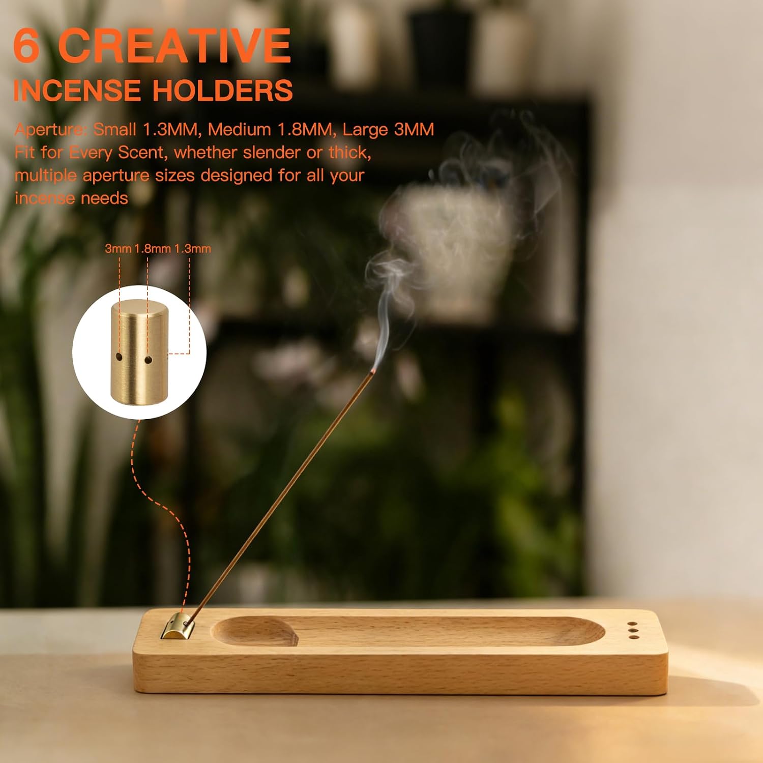 4 in 1 Incense Holder for Burning Palo Santo & Sage Sticks & Insence-Stick and Candle, Solid Wood Palo Santo and Sage Burner Smudge Bowl, Incense Holder for Meditation, Yoga, Spiritual Home Decor