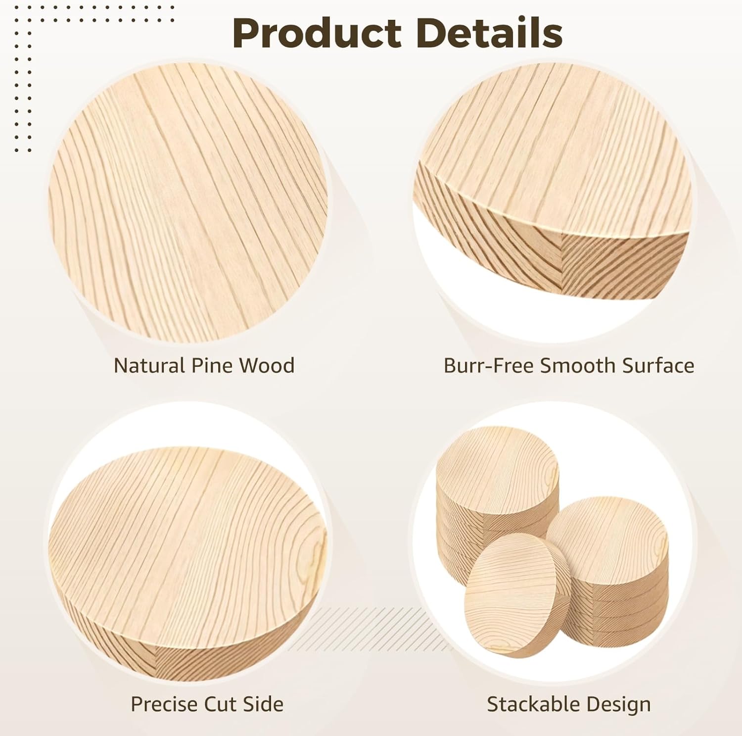 10 PCS Thick Wood Rounds for Crafts 4 Inch, Unfinished Natural Pine Wood Circles (3/4" Thick) – Extra Durable Wooden Discs for DIY Coasters, Engraving, Painting, Sign Making, Home Decor
