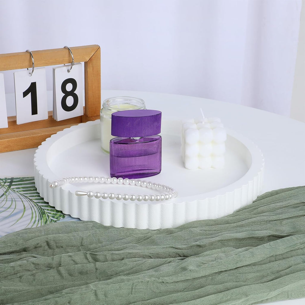 11 in Decorative Tray for Coffee Table Tray Decor White Round Concrete Home Decor Serving Trays White Decorative-Tray for Coffee Dining Room Table-Entryway and Living Room Table