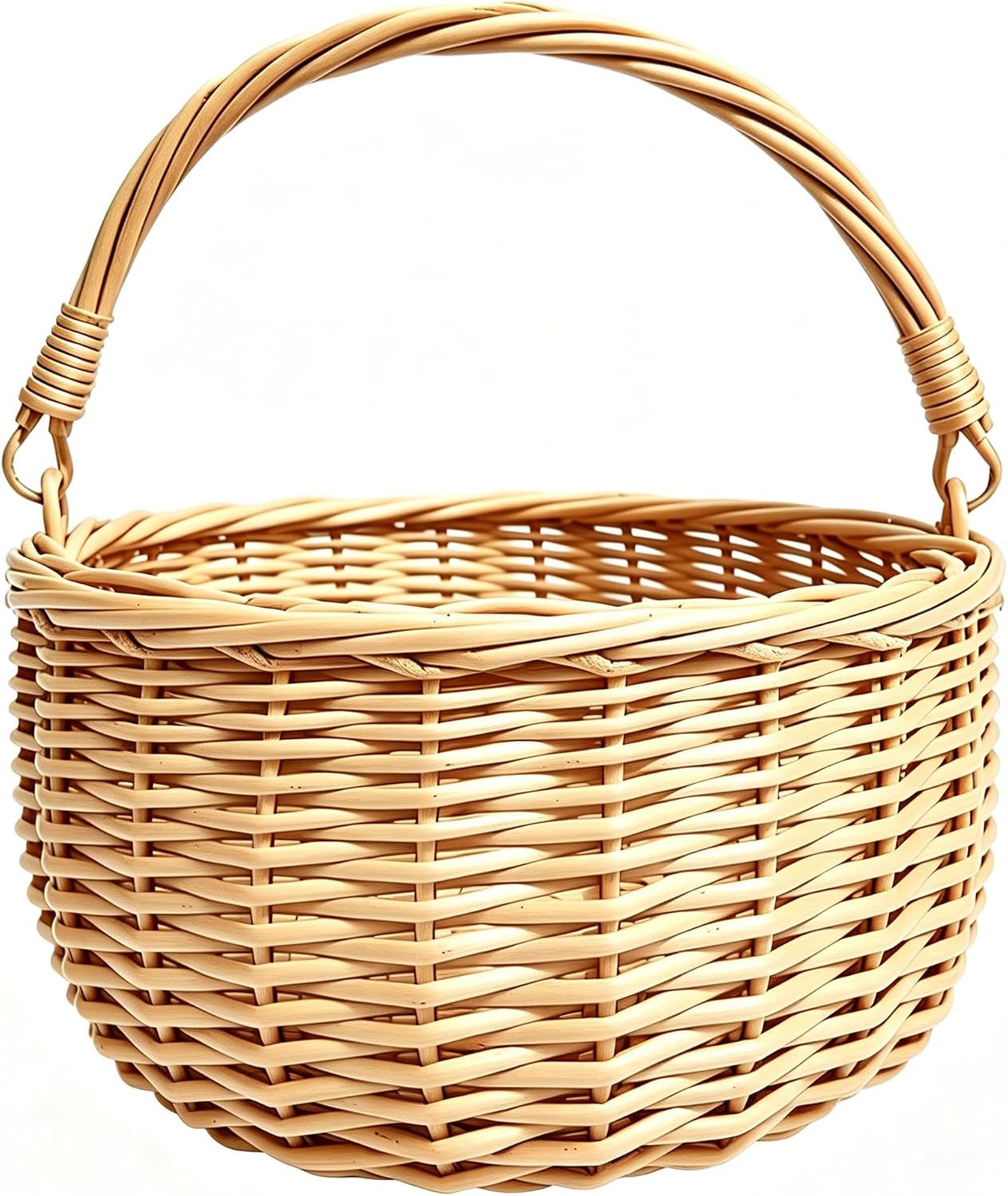 10 x 10in Wicker Basket Rustic Wicker Picnic Basket with Handle Cute Flower Girl Baskets Rattan Easter Baskets Wicker Storage Basket Decorative Basket for Wedding Garden and Home Decor
